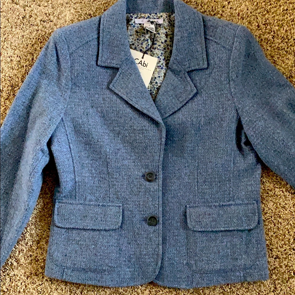 CAbi Blue Tweed Blazer Jacket